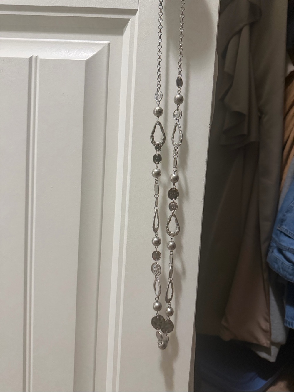 Plunder Silver-Tone Long Link Necklace with Beaded Drops and earrings